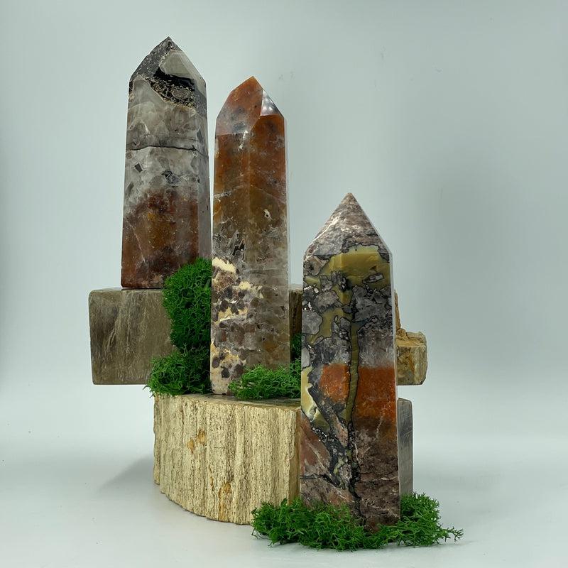 Polished Mosaic Chalcedony & Quartz Tower Points || Brazil-Nature's Treasures