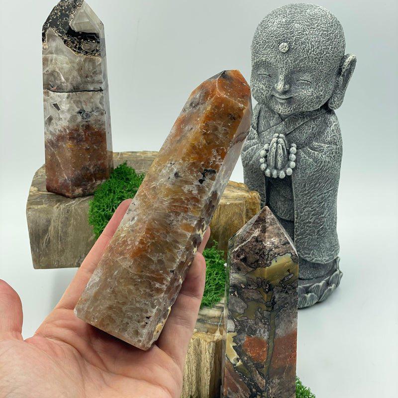 Polished Mosaic Chalcedony & Quartz Tower Points || Brazil-Nature's Treasures