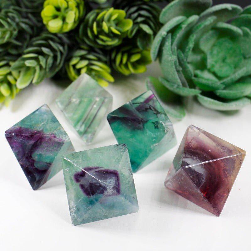 Polished Natural Fluorite Octahedron Carvings || Balance-Nature's Treasures