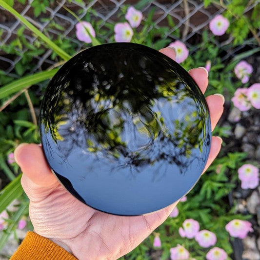 Polished Obsidian Glass Scrying Mirror Disc || Mexico-Nature's Treasures