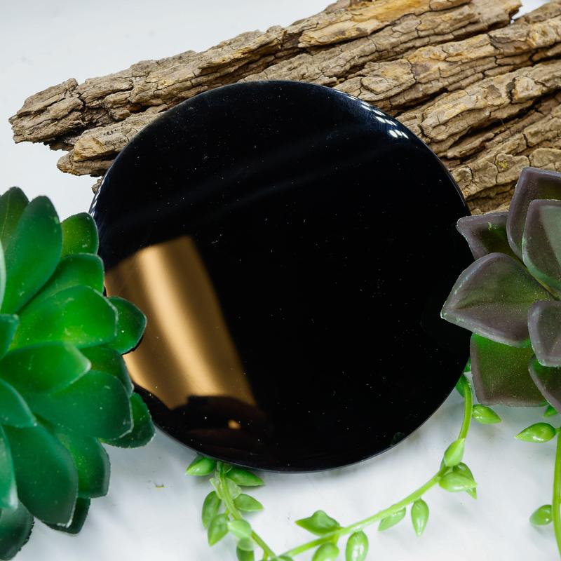 Polished Obsidian Glass Scrying Mirror Disc || Mexico-Nature's Treasures