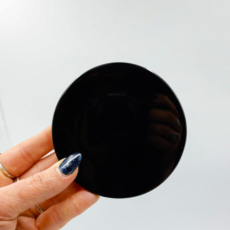 Polished Obsidian Glass Scrying Mirror Disc || Mexico-Nature's Treasures
