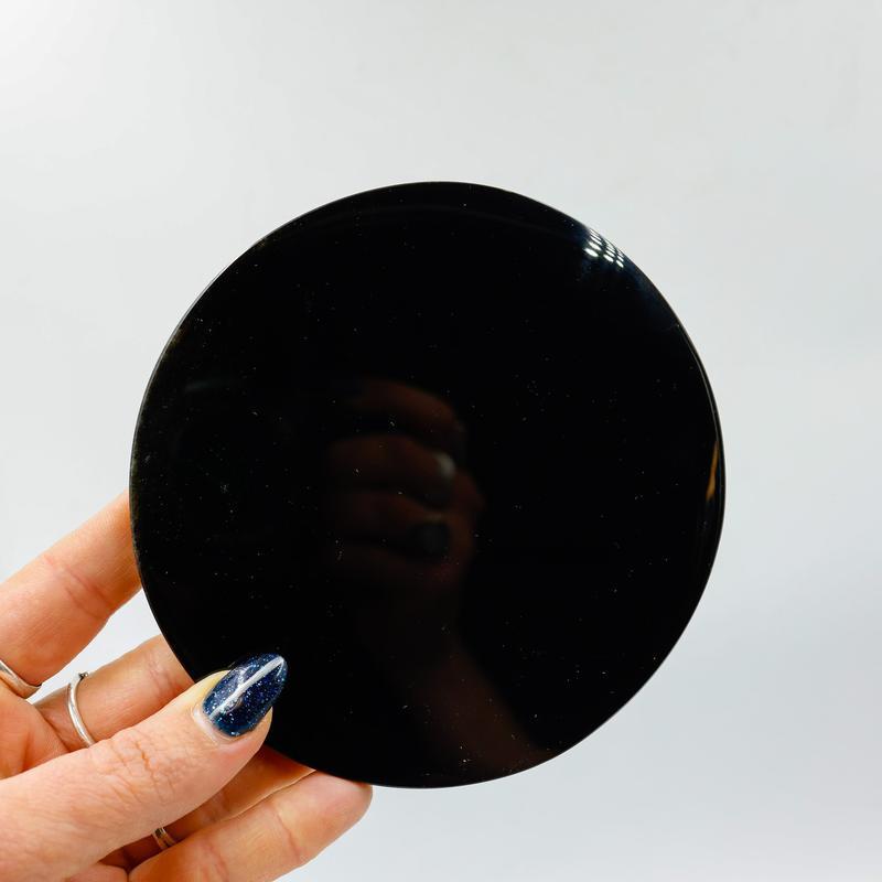 Polished Obsidian Glass Scrying Mirror Disc || Mexico-Nature's Treasures