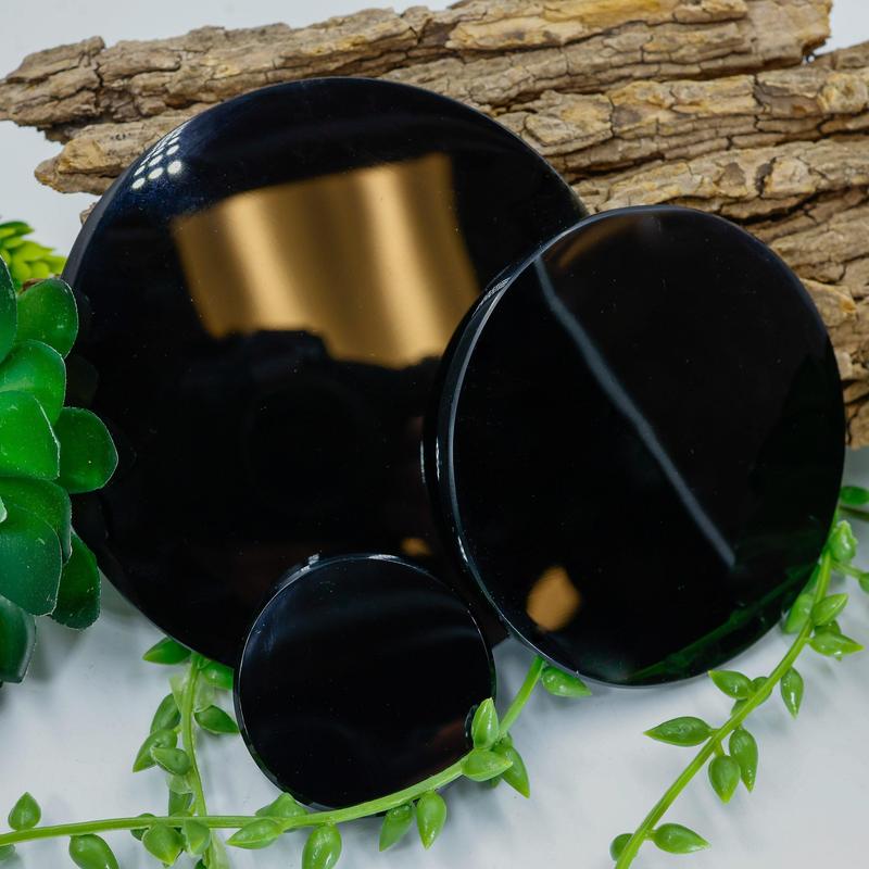 Polished Obsidian Glass Scrying Mirror Disc || Mexico-Nature's Treasures