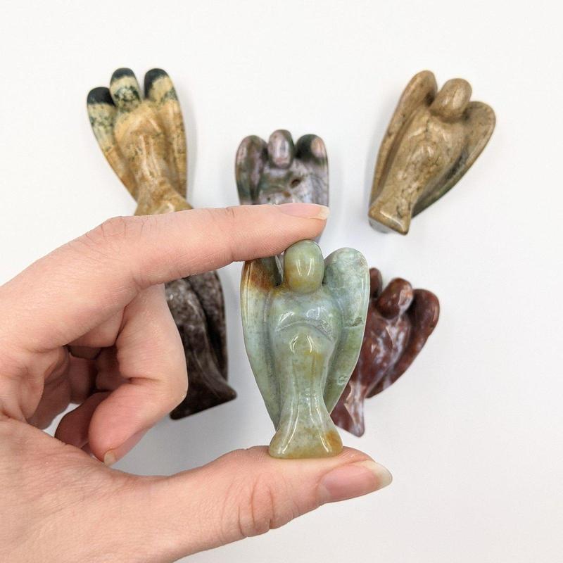 Polished Ocean Jasper Angel Carvings || Grounding, Release-Nature's Treasures