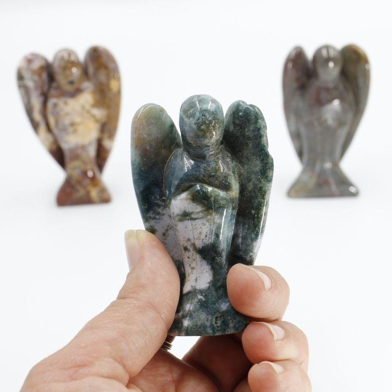 Polished Ocean Jasper Angel Carvings || Grounding, Release