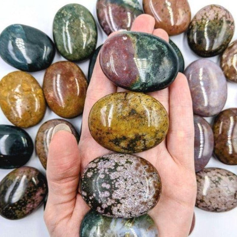 Polished Ocean Jasper Palm Stones || Release Worry || Madagascar-Nature's Treasures