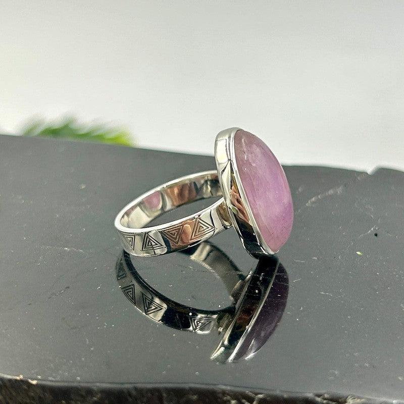 Polished Oval Kunzite Rings || .925 Sterling Silver-Nature's Treasures