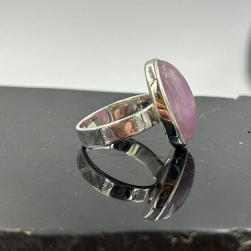 Polished Oval Kunzite Rings || .925 Sterling Silver-Nature's Treasures