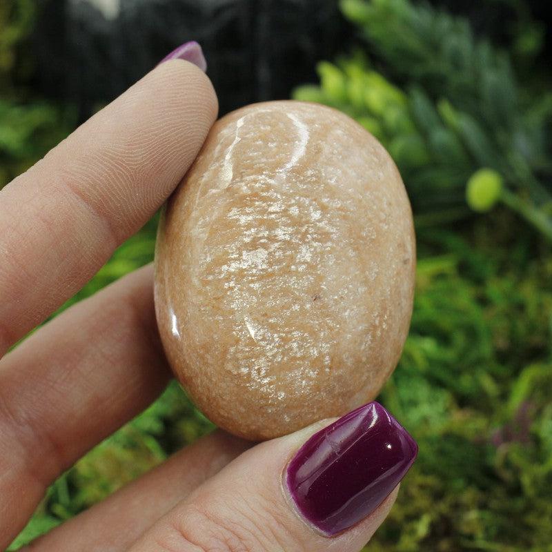Polished Peach Moonstone Palm Stones || India-Nature's Treasures