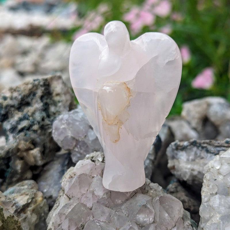 Polished Pink Calcite Angel Carvings || Compassion || Peru