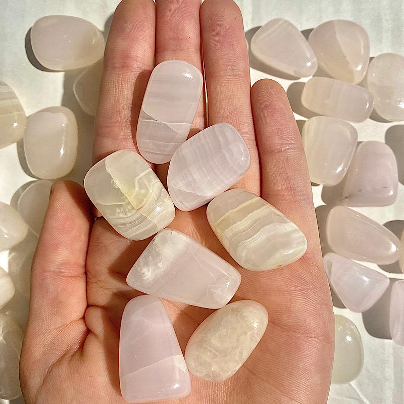 Polished Pink Calcite Tumbled Stones || Acceptance & Compassion || Pakistan