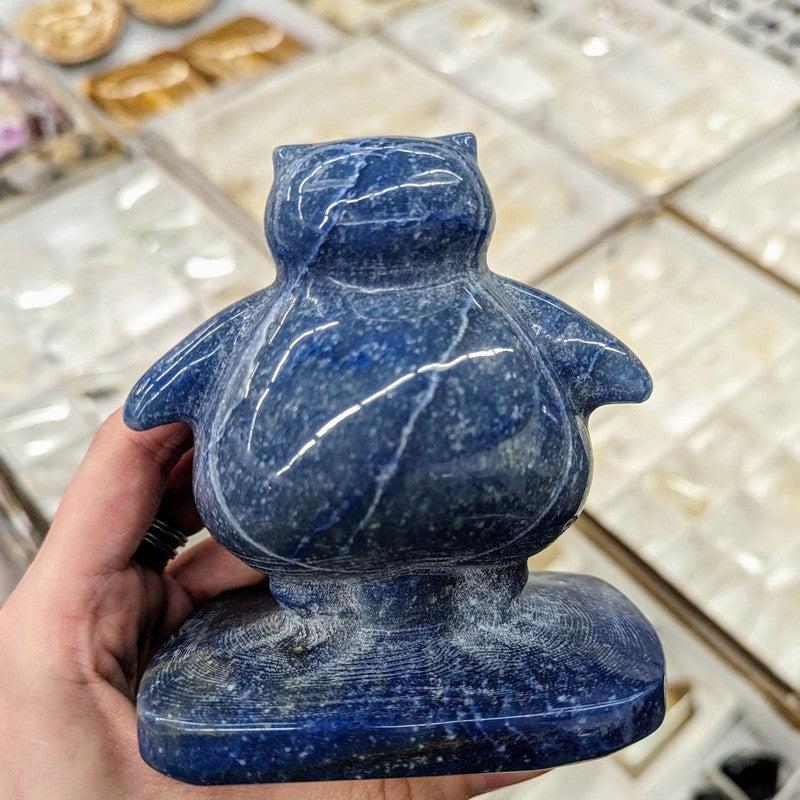 Polished Pokemon Blue Quartz Snorlax Carving-Nature's Treasures