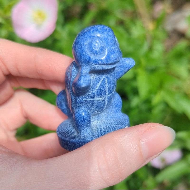 Polished Pokemon Blue Quartz Squirtle Carving-Nature's Treasures