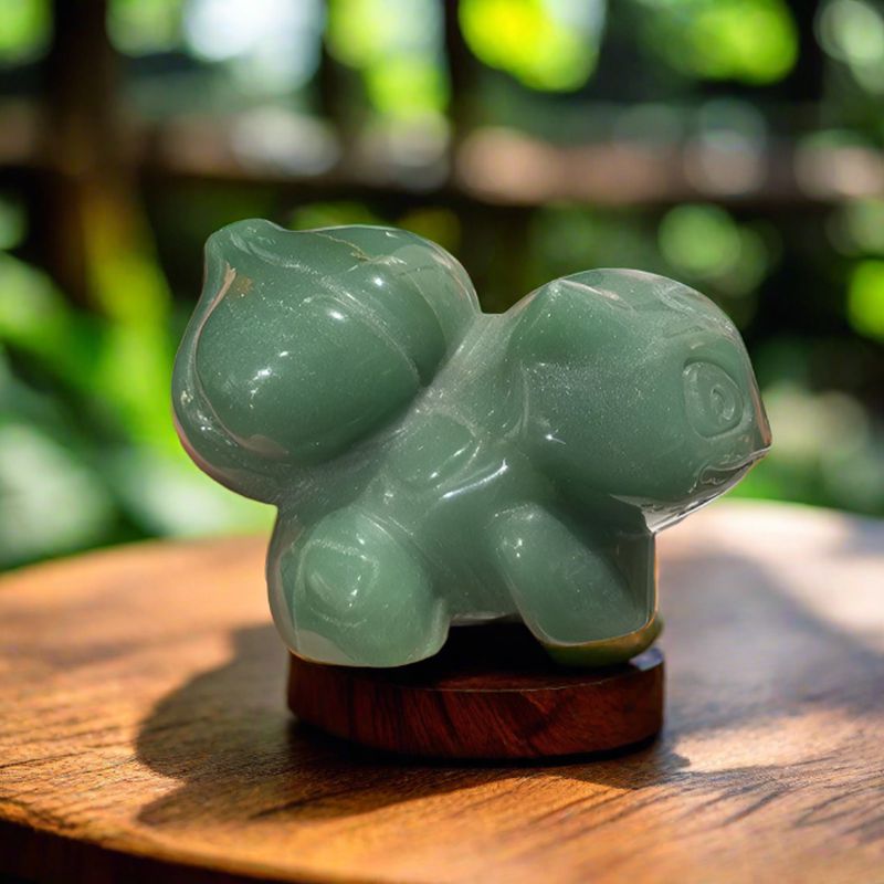 Polished Pokemon Bulbasaur Green Aventurine Carving-Nature's Treasures