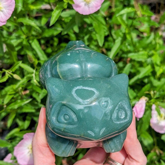 Polished Pokemon Bulbasaur Green Aventurine Carving-Nature's Treasures