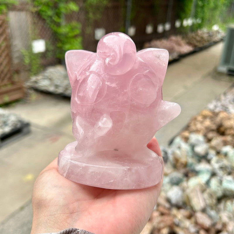 Polished Pokemon Rose Quartz Jigglypuff Carving-Nature's Treasures