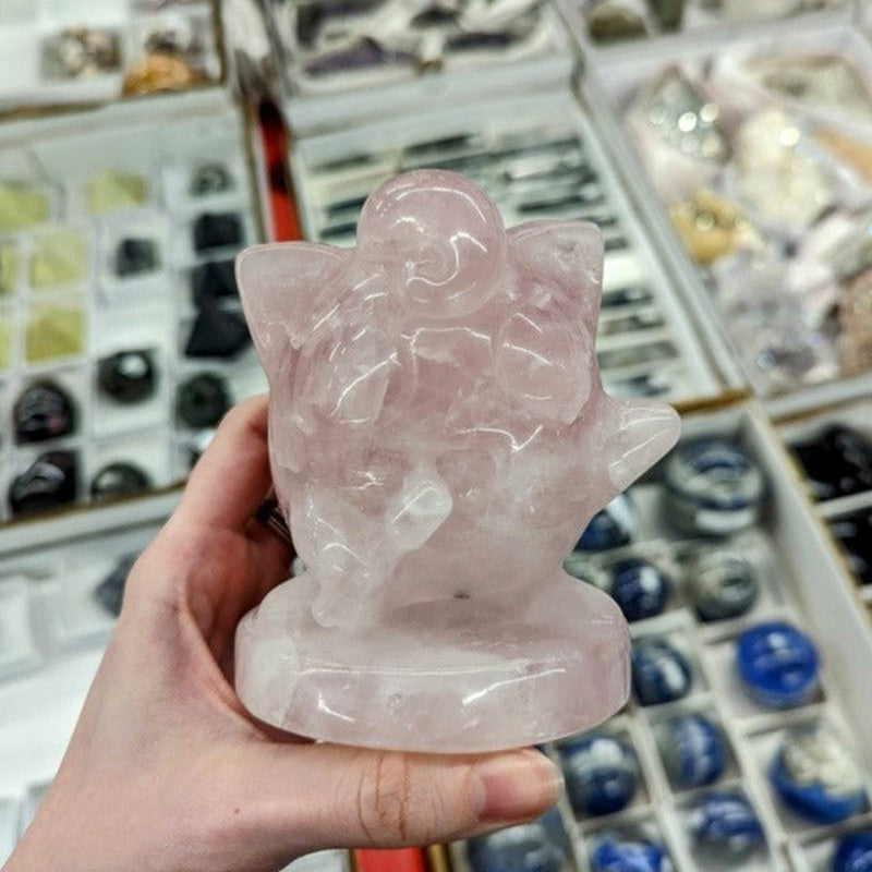 Polished Pokemon Rose Quartz Jigglypuff Carving-Nature's Treasures