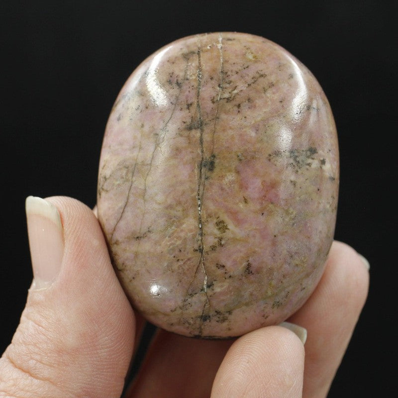 Polished Rhodonite Palm Stones || Inner-Love, Grounding || India-Nature's Treasures