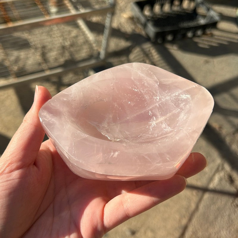 Polished Rose Quartz Crystal Bowls-Nature's Treasures
