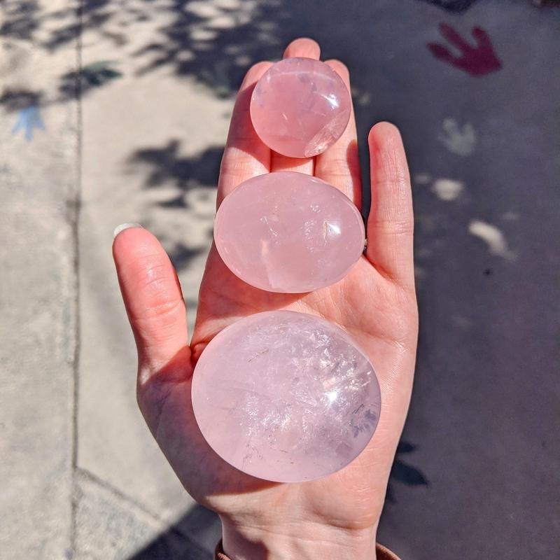 Polished Rose Quartz Gallet Palm Stones || Self-Love || Madagascar-Nature's Treasures