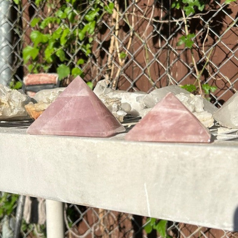 Polished Rose Quartz Pyramids