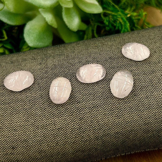 Polished Rose Quartz Scarab Beetle Cabochons || Brazil-Nature's Treasures