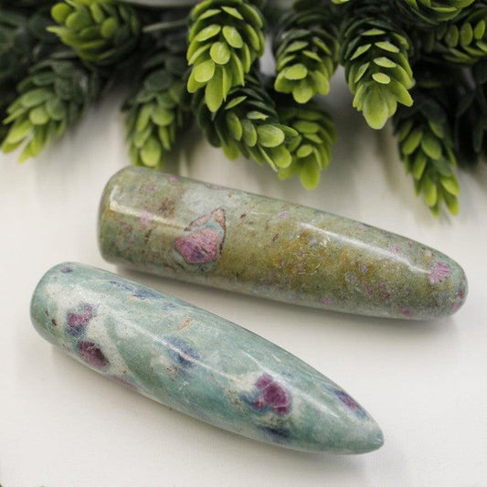 Polished Ruby And Fuchsite Massage Tool || India-Nature's Treasures