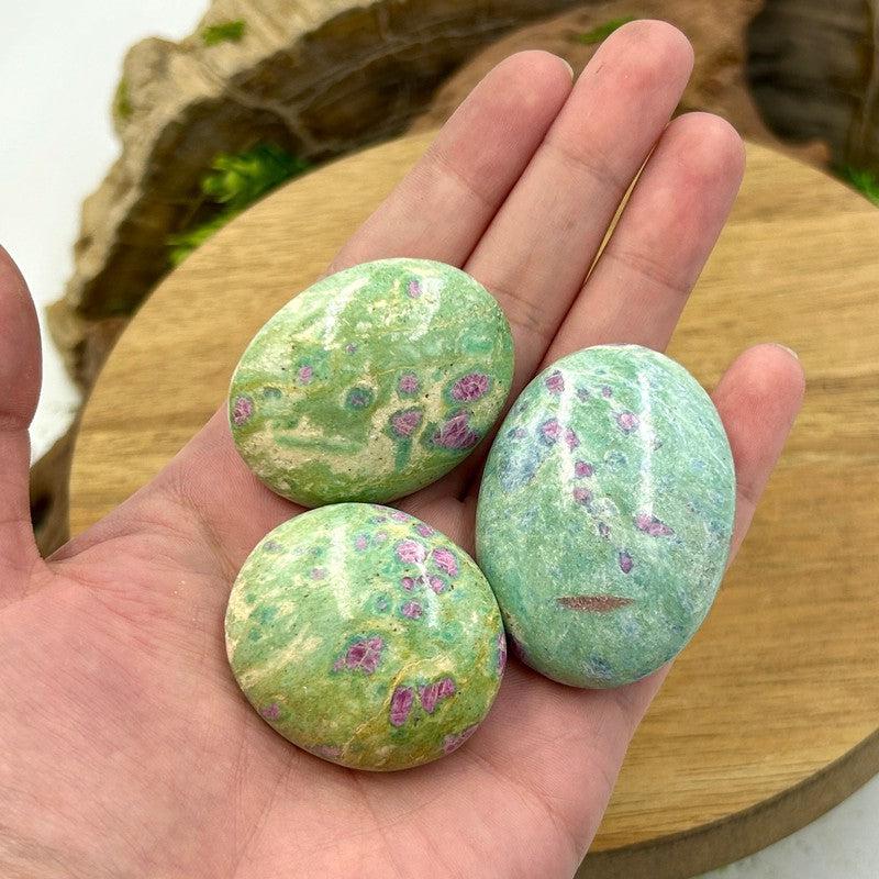 Polished Ruby And Fuchsite Palm Stones || Releasing Trauma-Nature's Treasures