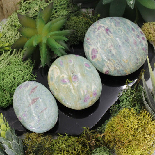 Polished Ruby And Fuchsite Palm Stones || Releasing Trauma-Nature's Treasures