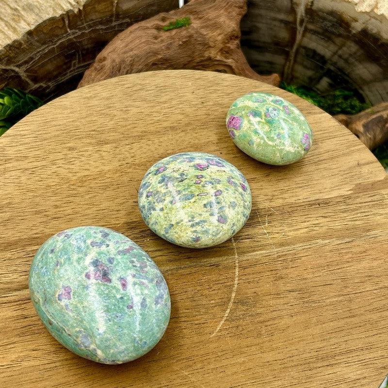Polished Ruby And Fuchsite Palm Stones || Releasing Trauma