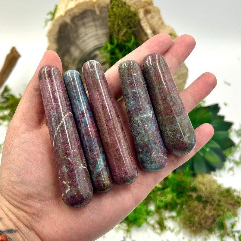 Polished Ruby In Kyanite Massage Tool || India-Nature's Treasures