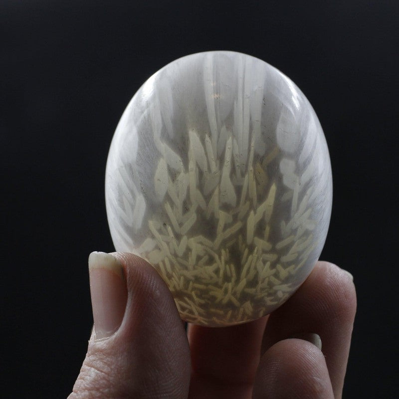 Polished Scolecite Palm Stones || Cleansing, Inner-Peace || India-Nature's Treasures