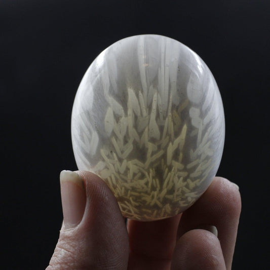 Polished Scolecite Palm Stones || Cleansing, Inner-Peace || India-Nature's Treasures