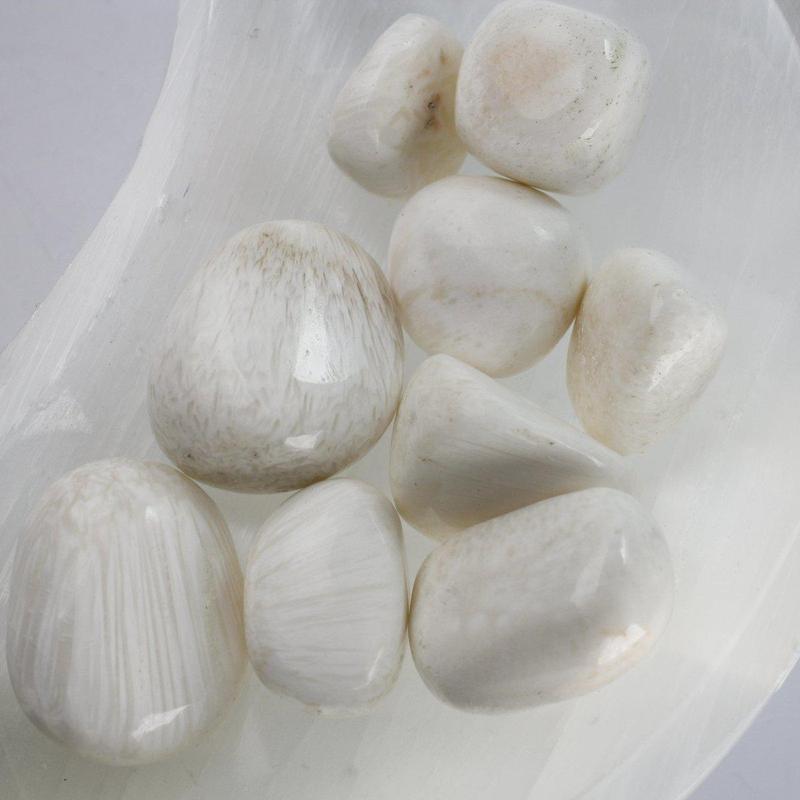 Polished Scolecite Tumble Stone || Inner Peace, Cleansing || India-Nature's Treasures