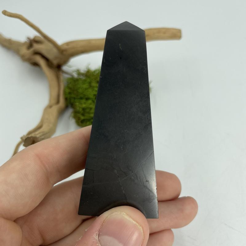 Polished Shungite Obelisk Tower Points || Protection || Russia-Nature's Treasures