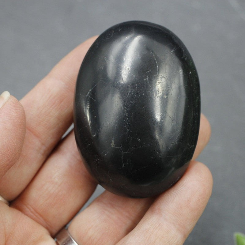 Polished Shungite Palm Stones || Protection || Pakistan-Nature's Treasures