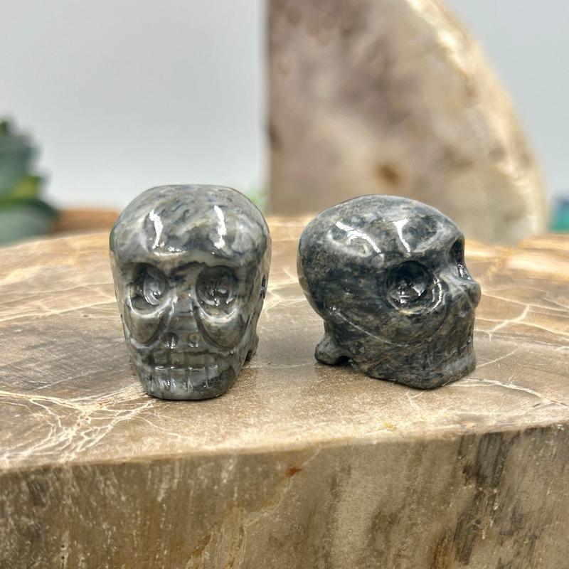 Polished Soapstone Skull Carvings || Peru-Nature's Treasures