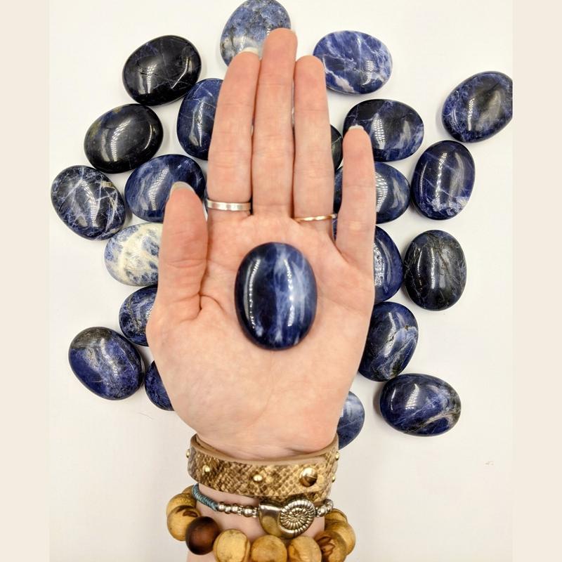 Polished Sodalite Palm Stones || Motivation, Insight || Africa