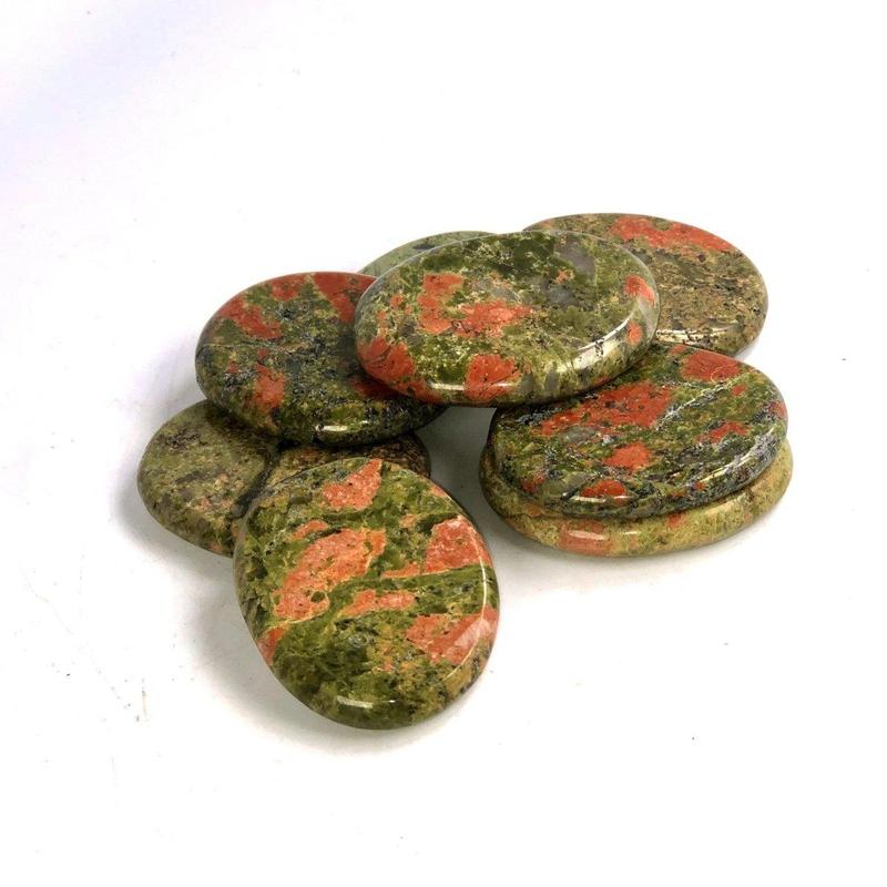 Polished Unakite Flat Palm Stones || Balance || Canada-Nature's Treasures