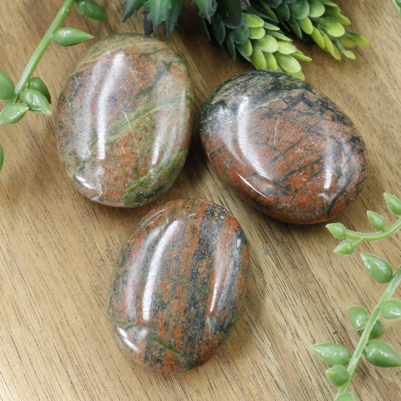 Polished Unakite Palm Stones || Balance || India-Nature's Treasures