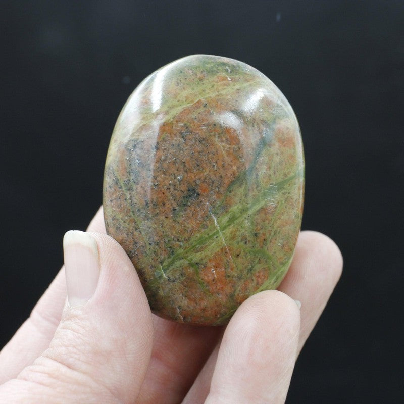 Polished Unakite Palm Stones || Balance || India-Nature's Treasures
