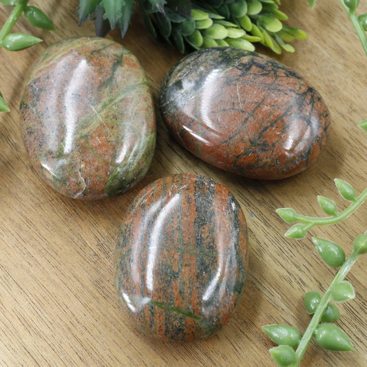 Polished Unakite Palm Stones || Balance || India-Nature's Treasures