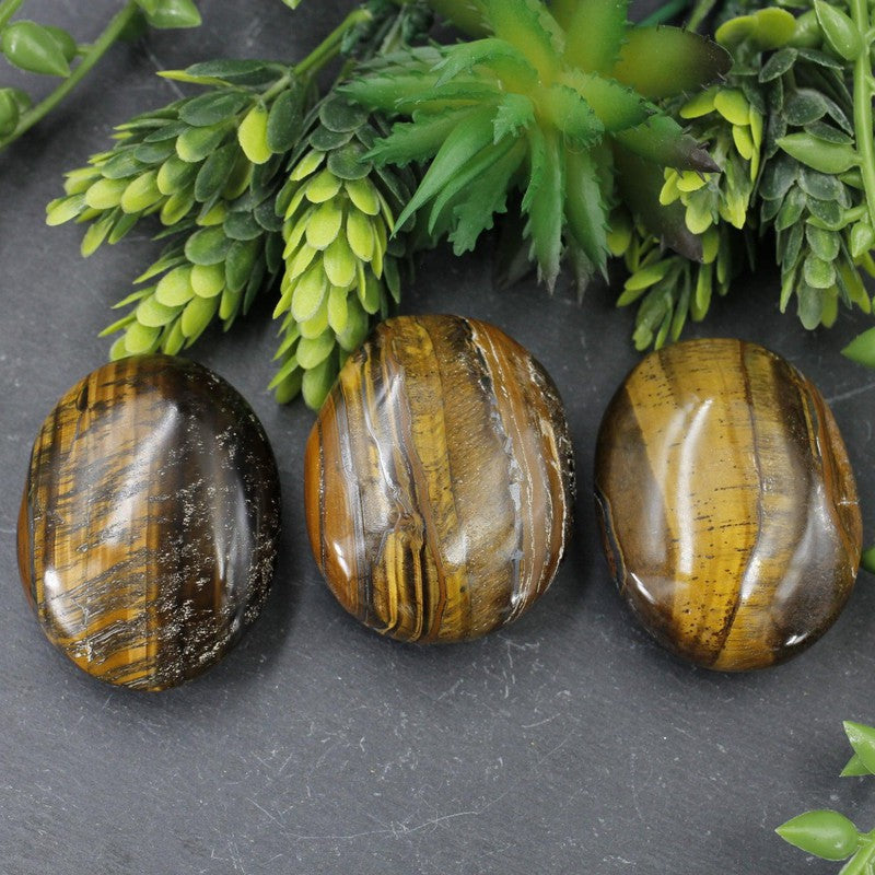 Polished Yellow Tiger's Eye Palm Stones || Confidence || India-Nature's Treasures
