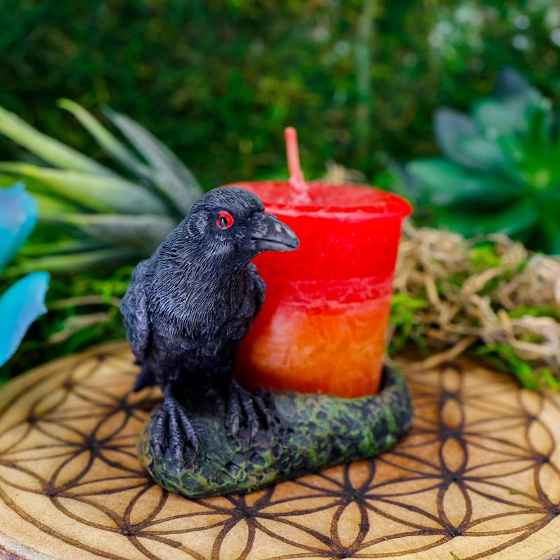 Polyresin Black Raven Tea-Light Candle Holder Set-Nature's Treasures