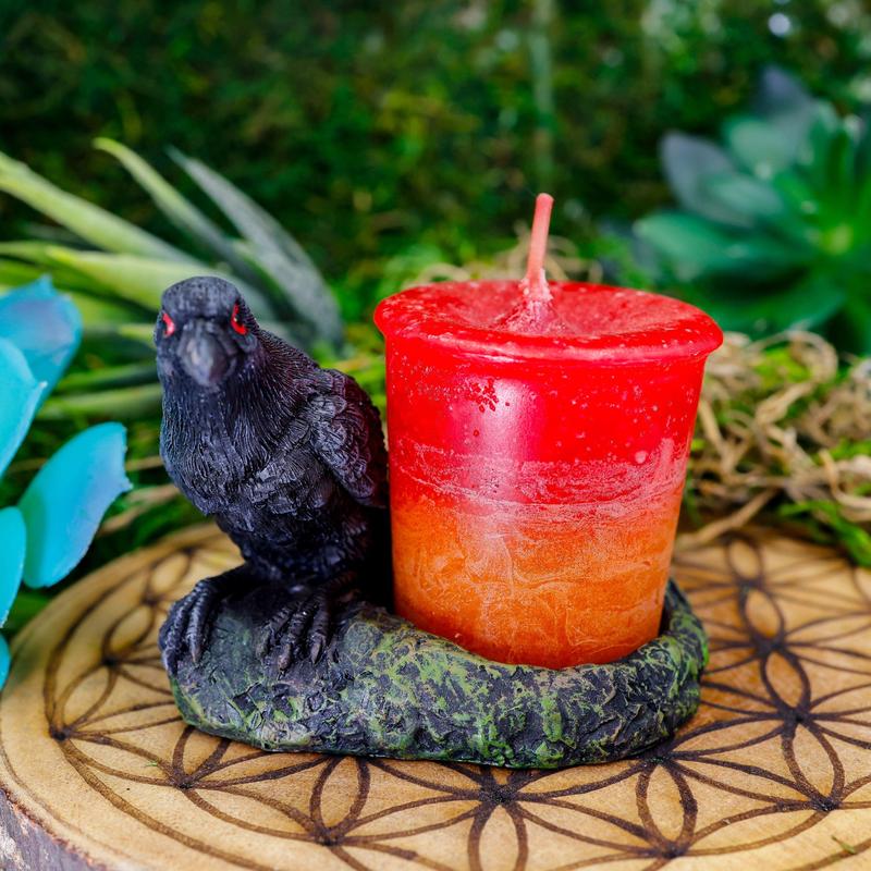 Polyresin Black Raven Tea-Light Candle Holder Set-Nature's Treasures