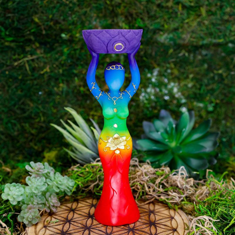 Polyresin Chakra Goddess Tea-Light Candle Holder's-Nature's Treasures