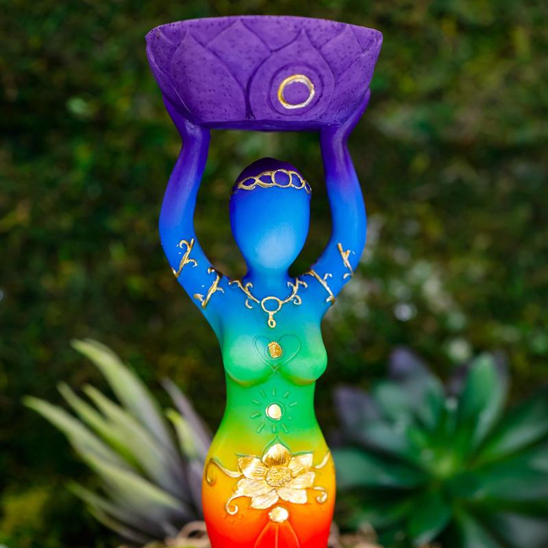 Polyresin Chakra Goddess Tea-Light Candle Holder's-Nature's Treasures