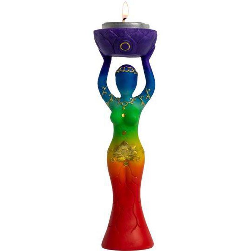 Polyresin Chakra Goddess Tea-Light Candle Holder's-Nature's Treasures