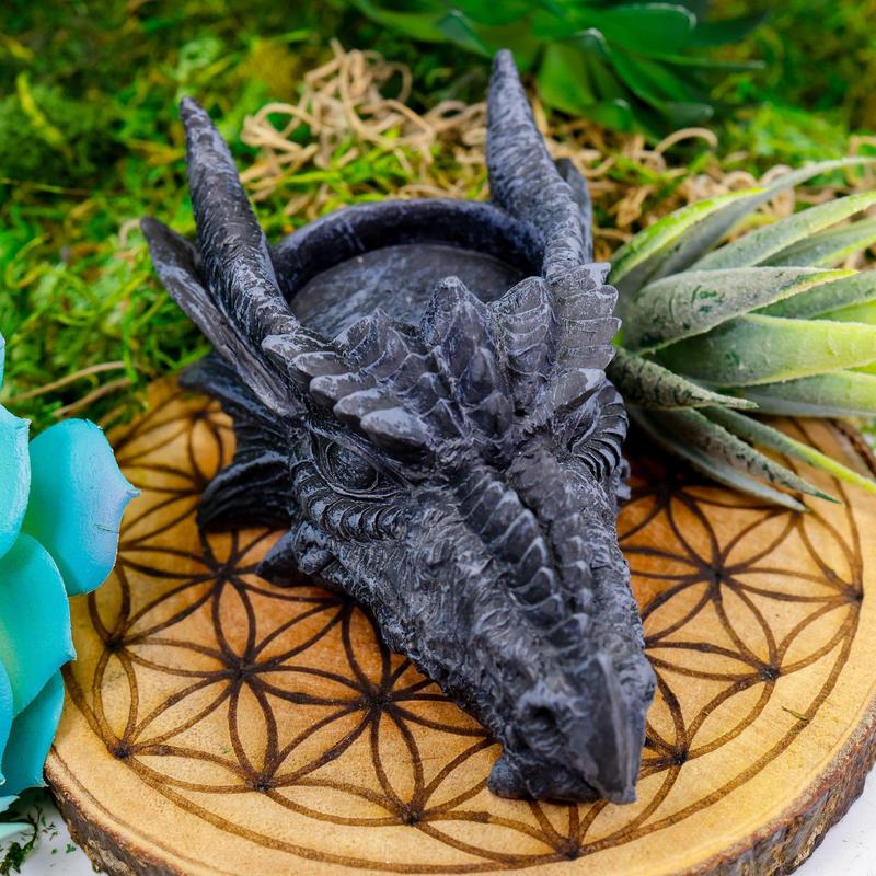 Polyresin Dragon Head Tea-Light Candle Holder's-Nature's Treasures